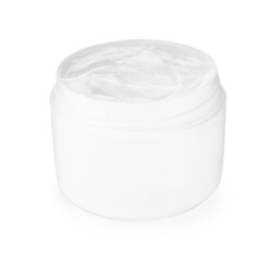 Jar of body care cream isolated on white