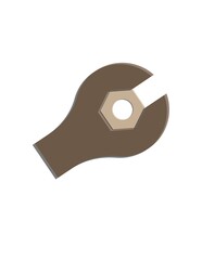 A wrench with a hexagonal head is shown in a white background