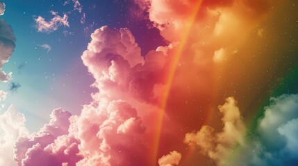 Craft a whimsical scene featuring a rainbow-like array