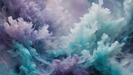 Visuals of ethereal-colored substances effusing from textured surfaces, with delicate hues like ethereal lavender, celestial aquamarine, and nebulous turquoise against a backdrop ULTRA HD 8K - obrazy, fototapety, plakaty