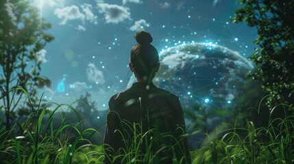 Exploring Earth's Ecosystems Environmental Scientist Using Digital Twin for Climate Study