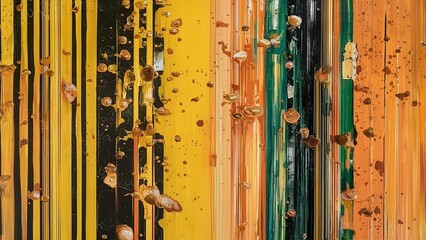 Abstract background with a mix of Impressionism and Realism art style, yellow, orange and black colors. - obrazy, fototapety, plakaty