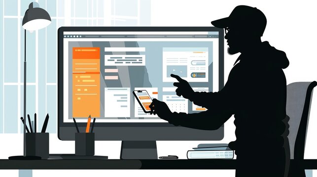 CuttingEdge Mobilefirst UXUI Design Silhouetted Designer Crafting Responsive and SEOOptimized Code