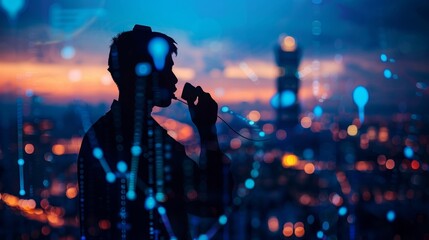 Empowering Digital Communication VoIP Engineer Integrating Voice Services in a Network Silhouette