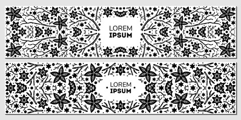 Vector set of luxury floral patterns, invitation cards, banners. Merry Christmas sketch winter flowers design Package for perfume, jewelry