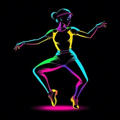 Dancer Performing Routine With Graceful Pose with neon
