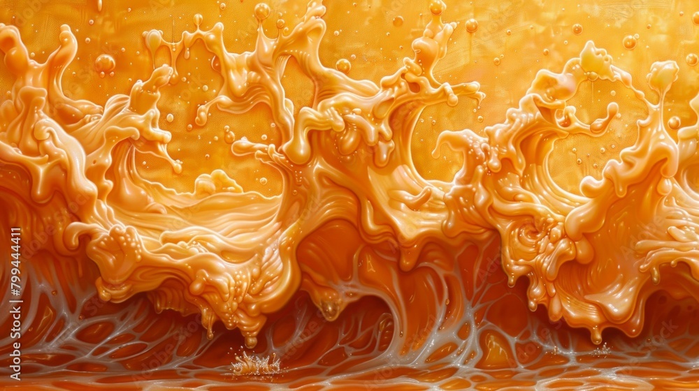 Poster swirling waves of orange and yellow dance across the canvas, creating a mesmerizing display of warmt