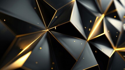 Design a luxurious abstract background incorporating sleek geometric shapes in black and gold