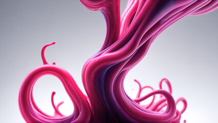 Abstract pink liquid on white background. Futuristic fluid or smoke. Sci-fi stock illustration
