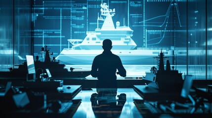 Digital Innovation in Maritime Engineering Naval Architect Designing Ships with Virtual Models and SEO Analytics