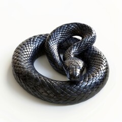 Obraz premium Black Snake on White Background