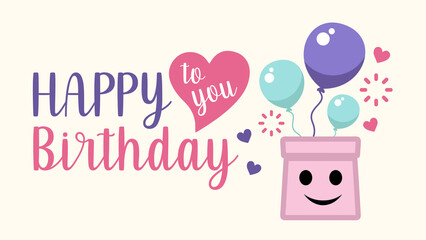 card with balloons for happy birthday celebration, birthday wishes card