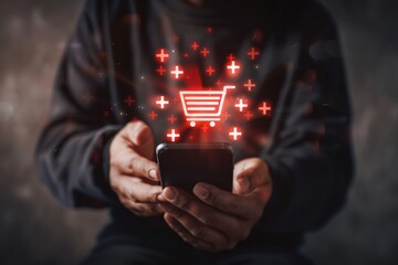 Online Shopping E-Commerce Concept with Smartphone Interface