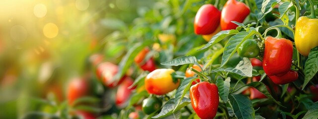 Obraz premium growing bell pepper on the farm. selective focus