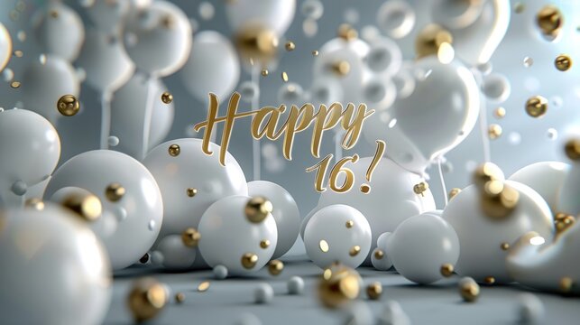 Happy birthday, happy 16: cheerful text celebrating the joyous occasion of turning sixteen, a milestone filled with happiness and excitement