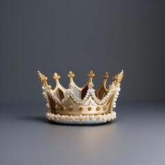 golden crown isolated on white - obrazy, fototapety, plakaty