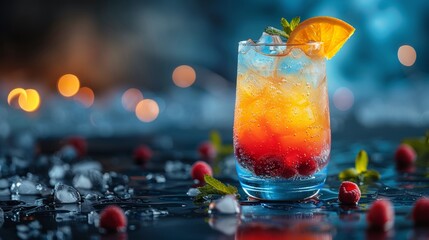 Refreshing Drink With Raspberries