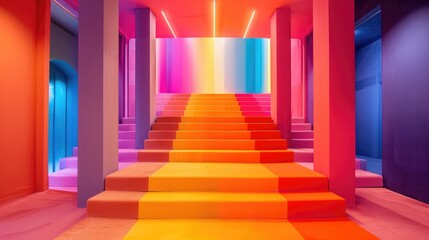 Vibrant Color Dynamics on a Multilevel Podium