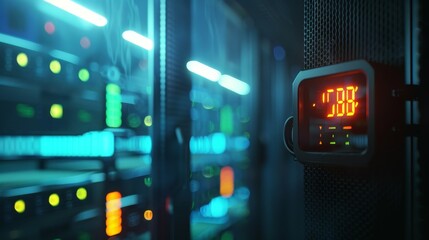 Obraz premium Technological Harmony Silhouette of EcoFriendly Server Monitoring for Sustainable SEO Hosting