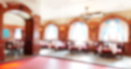 Abstract Blurred Light Photo of Interior of Dining Room for The Background