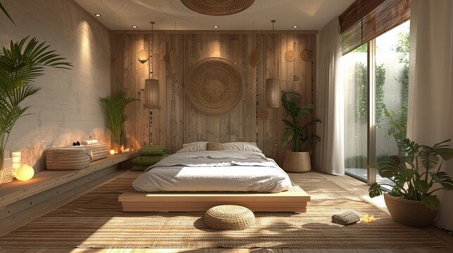 Spacious Room With Bed and Table