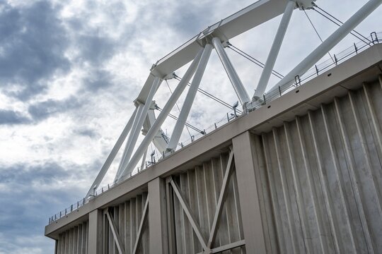 The unique roof of the JMA Wireless Dome located on the campus of Syracuse University in Central New York.