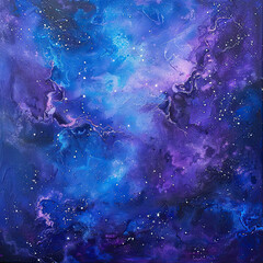 Blue Violet Nebula Watercolor Cosmos