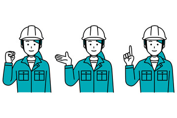 作業員の女性のポーズ　セット