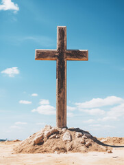 cross on the top of mountain