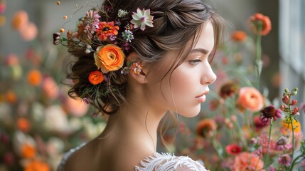 Naklejka premium Woman With Flower in Hair