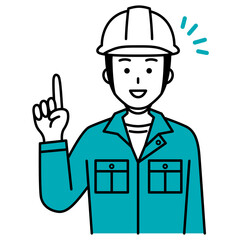 アイデアをひらめく作業員の男性