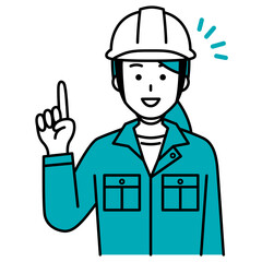 アイデアをひらめく作業員の女性