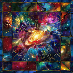 Stained Glass Galaxy Celestial Kaleidoscope