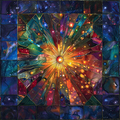 Stained Glass Galaxy Celestial Kaleidoscope