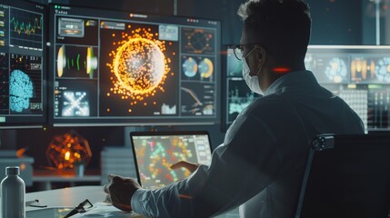 Fototapeta premium AIPowered Pandemic Simulation Analyzing Spread Patterns and Intervention Outcomes