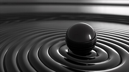 A black and white photo of a water droplet in the middle, AI