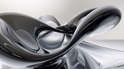 Black And White Abstract Sculpture With A Curved Design