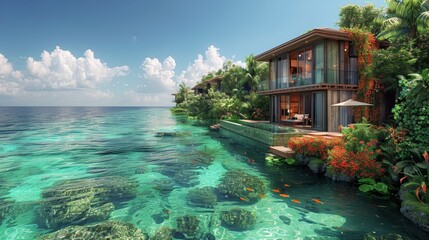 House Built Into Side of Water