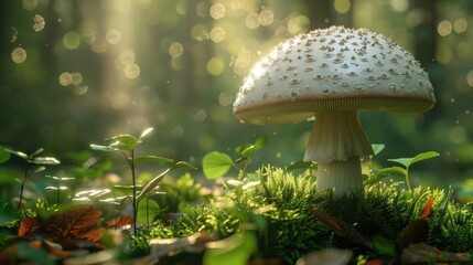 Generate a prompt with three images showcasing white mushroom