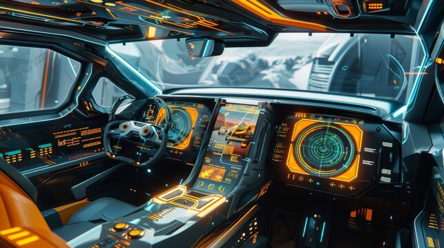 Revolutionary AIPowered Autonomous Vehicle Technology Futuristic Interface and Seamless Controls - Powered by Adobe