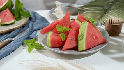 Fresh ripe sliced watermelon