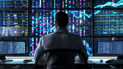 CuttingEdge Genetic Research Scientist Utilizing AI Technology to Analyze DNA Sequences at Workstation