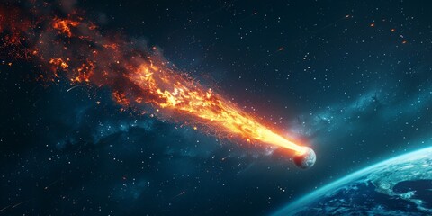 Fototapeta premium colossal comet gracefully sweeps through the sky, its ethereal presence captivating all who gaze upon it.