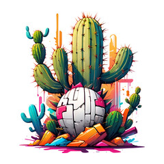 Graffiti abstract Cactus logo modern art