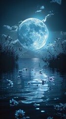 Full Moon Over Lake