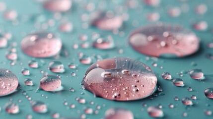 Water Droplets on Blue Surface