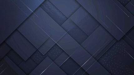Fototapeta premium Dark blue abstract geometric background, composition of square shapes with shadows