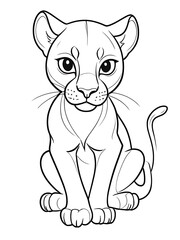 Easy  cartoon Panther coloring page, outline, white color, white background ai generated 