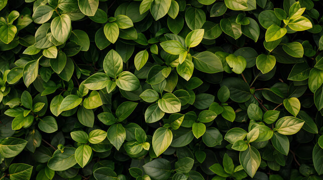 Fototapeta Vibrant and detailed close-up of lush green leaves, creating a natural leafy background texture, perfect for environmental themes or botanical backdrops