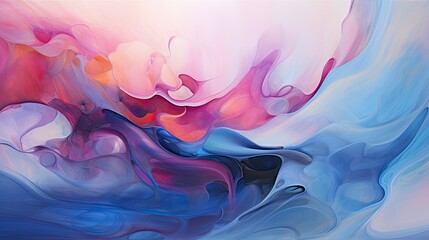 Liquid motion with iridescent ripples of cerulean and magenta